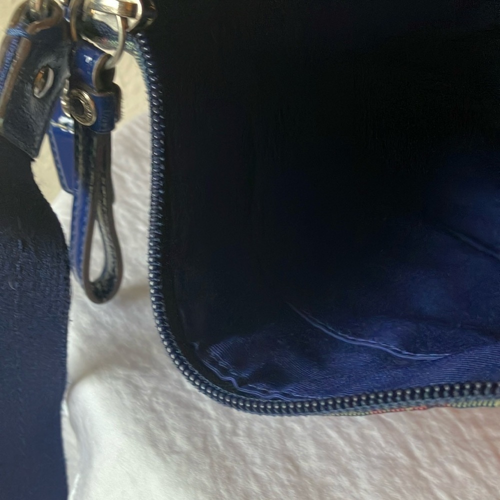 Coach: Navy & Pink Tartan Plaid Crossbody Bag- Silver Tone - Picture 11 of 16